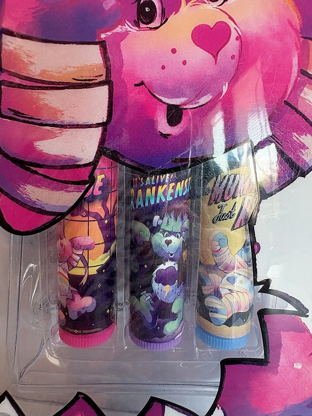 Care Bears Scented Lip Balm Universal Monsters Set Strawberry Grape Blueberry